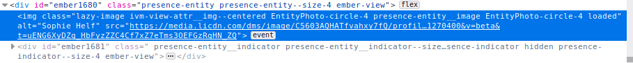 screen shot of the devtools highlighting a profile picture