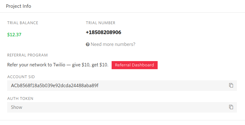 screenshot of the dashboard showing where to find the needed info. 