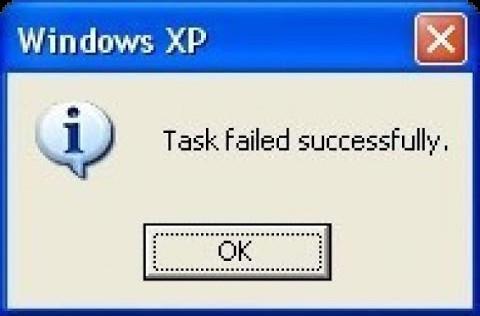 A Windows dialogue that says "Task failed successfully."